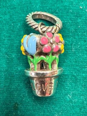 Brighton Enamel Flower Pot Charm with GROW LOVE Detail - Multicolor